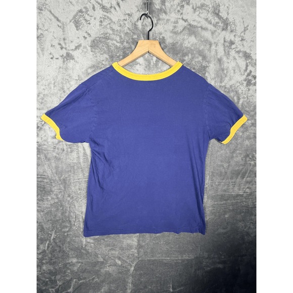 Miami‎ Beach Florida Graphic T-Shirt Womens S Blue Yellow Ocean Drive Ringer Tee - Picture 5 of 5